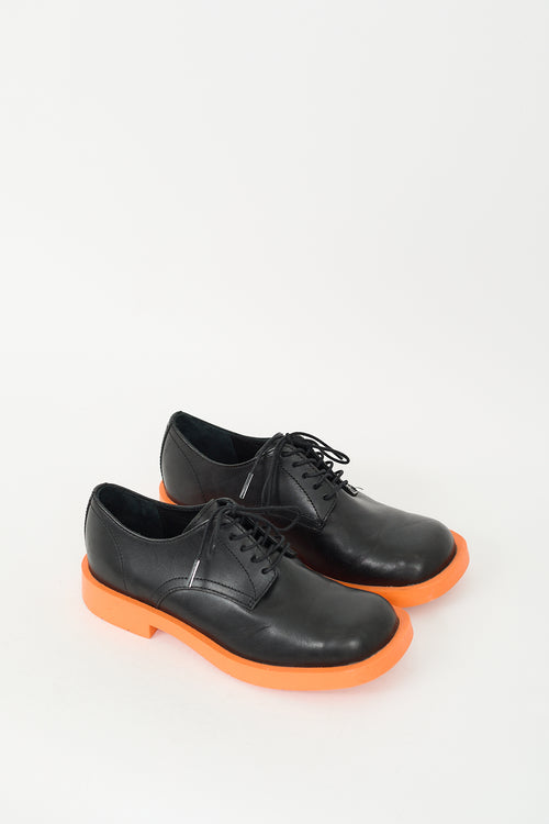 Camper Black 
Orange Leather Oxfords