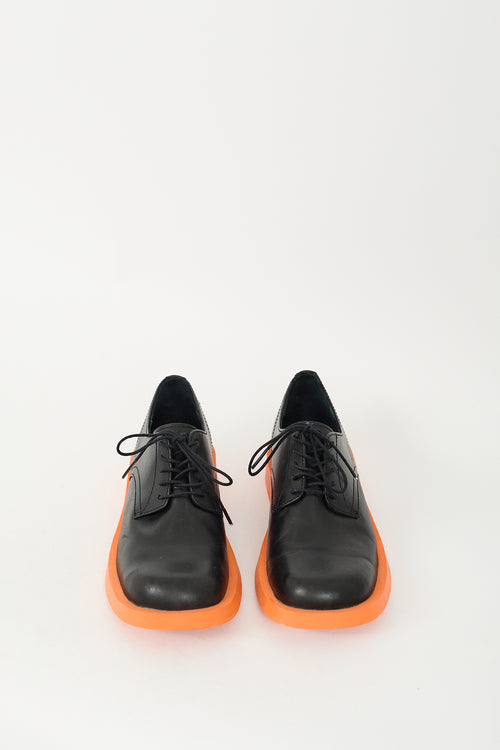 Camper Black 
Orange Leather Oxfords