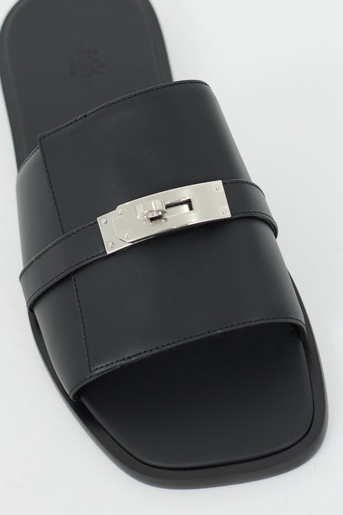 Hermès Black Leather Gabriel Sandal