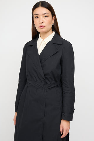 Filippa K Black Belted Wrap Trench Coat