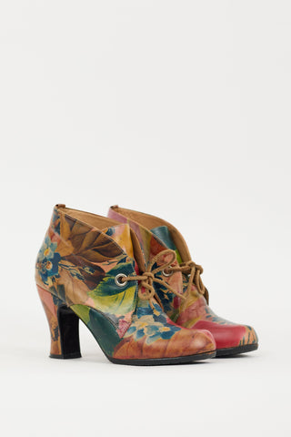 John Fluevog Multicolour Leather Floral Boot