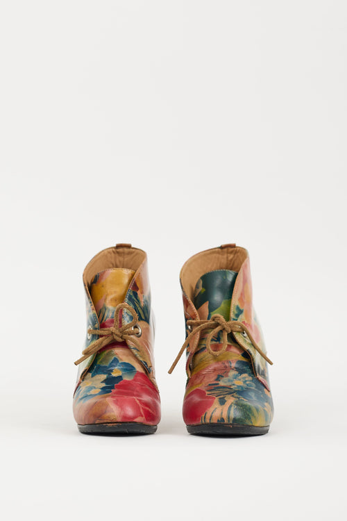 John Fluevog Multicolour Leather Floral Boot