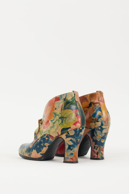 John Fluevog Multicolour Leather Floral Boot