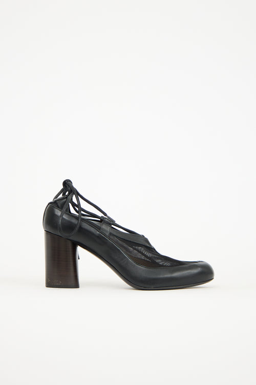 Lemaire Black 
Mesh Lace Up Pump