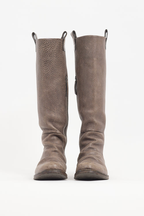 Brunello Cucinelli Brown Leather Knee High Boot