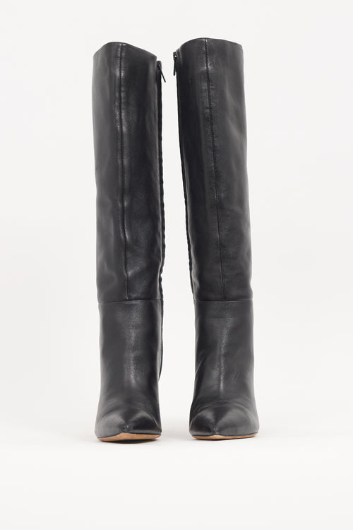 Vince Black Leather Pilar Knee High Boot