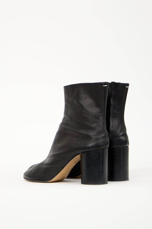 Maison Margiela Black Leather Tabi Heeled Boot