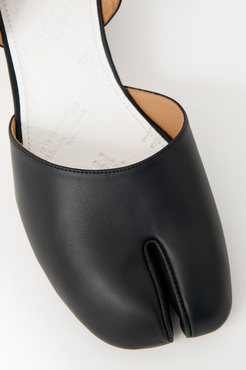 Maison Margiela Black Leather Tabi Decollete Mary Jane Pump