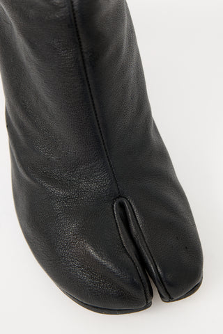 Maison Margiela Black Leather Tabi Heeled Boot