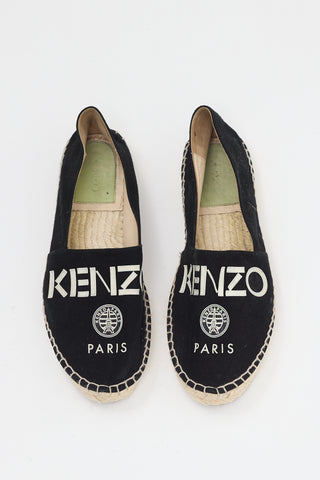 Kenzo Black Suede Espadrille Flat