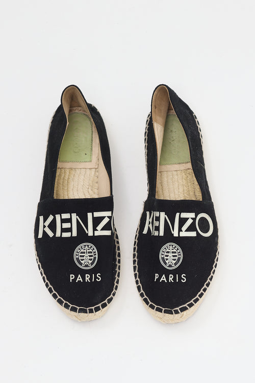 Kenzo Black Suede Espadrille Flat