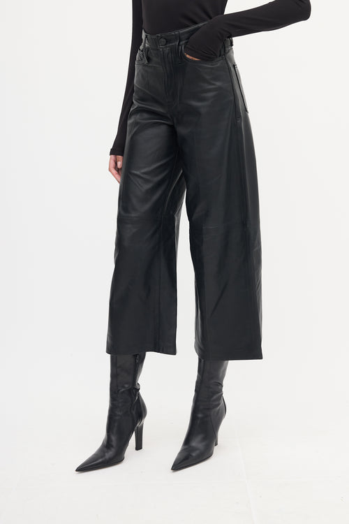 Frame Black Leather Culotte Trouser