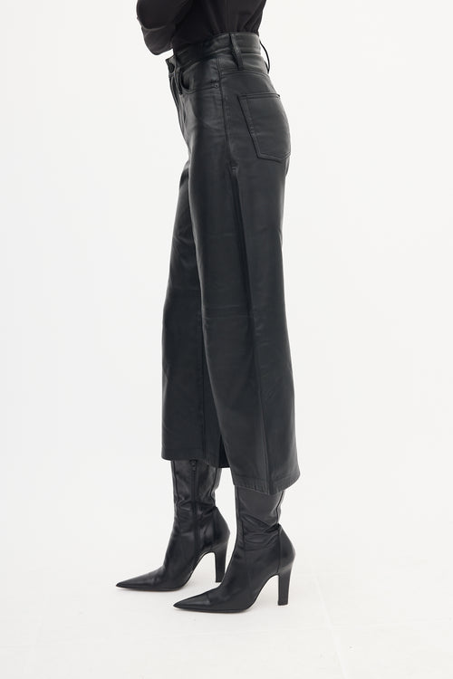 Frame Black Leather Culotte Trouser