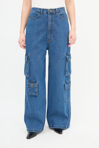 The Frankie Shop Medium Wash Cargo Jeans