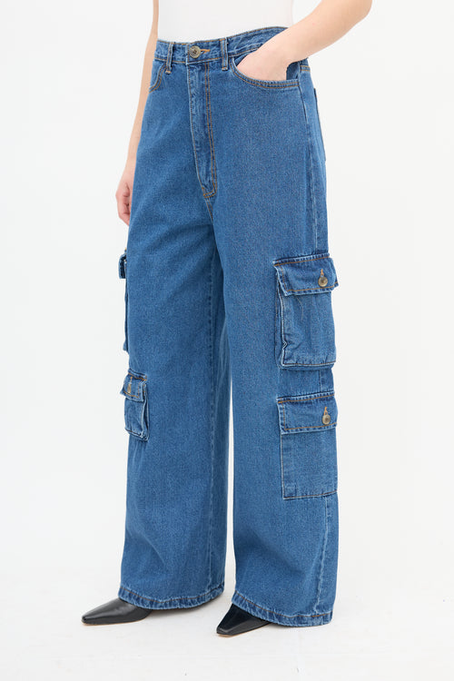 The Frankie Shop Medium Wash Cargo Jeans