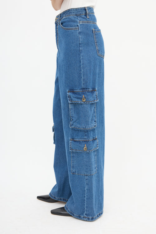 The Frankie Shop Medium Wash Cargo Jeans