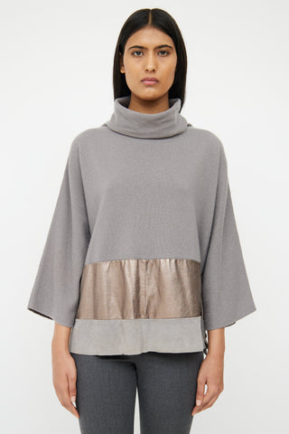 Fabiana Filippi Grey 
Bronze Cashmere 
Suede Top