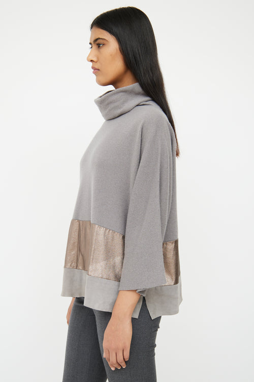 Fabiana Filippi Grey 
Bronze Cashmere 
Suede Top