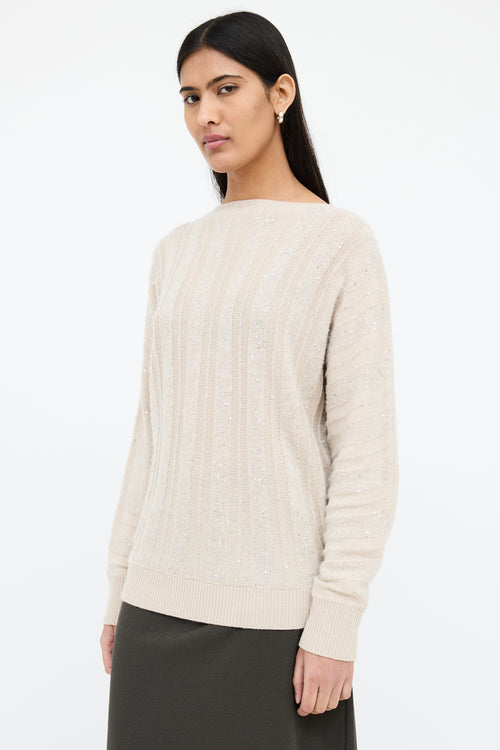 Fabiana Filippi Cream Cashmere Knit Sweater