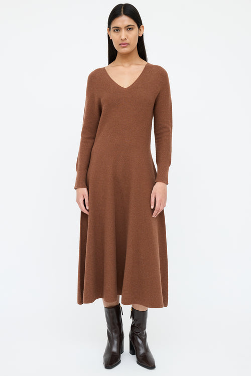 Fabiana Filippi Brown Knit V-Neck Knit Dress