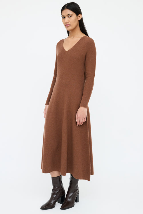 Fabiana Filippi Brown Knit V-Neck Knit Dress