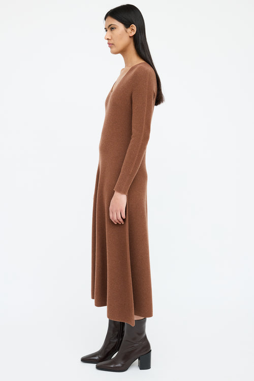 Fabiana Filippi Brown Knit V-Neck Knit Dress