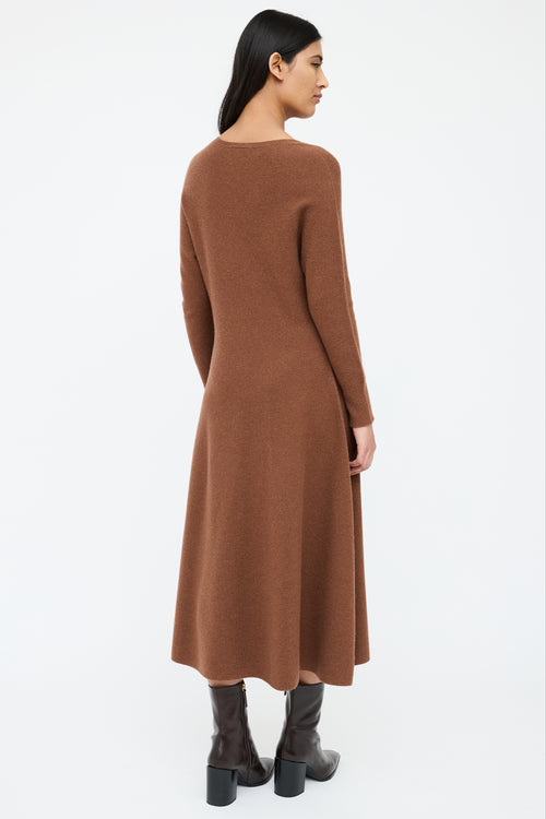 Fabiana Filippi Brown Knit V-Neck Knit Dress