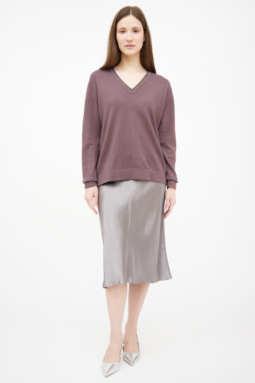 Fabiana Filippi Purple Wool Monilli V-Neck Sweater