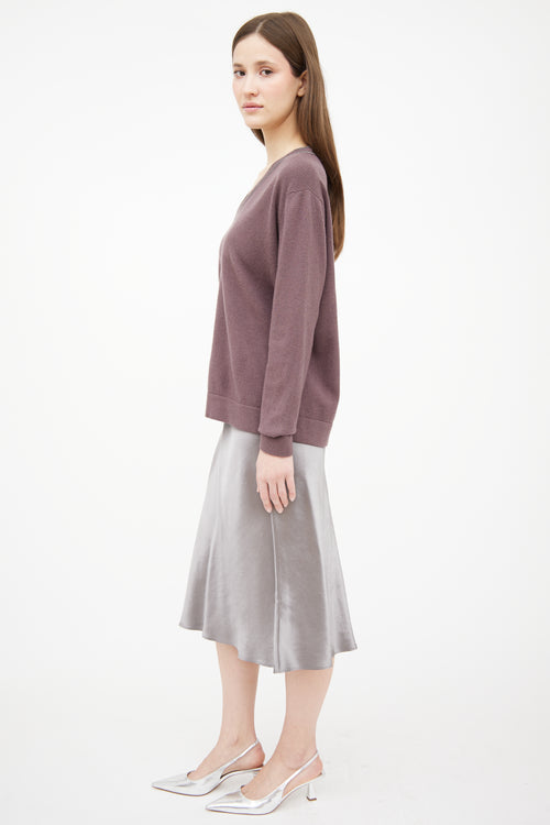 Fabiana Filippi Purple Wool Monilli V-Neck Sweater