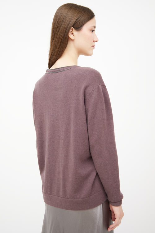 Fabiana Filippi Purple Wool Monilli V-Neck Sweater