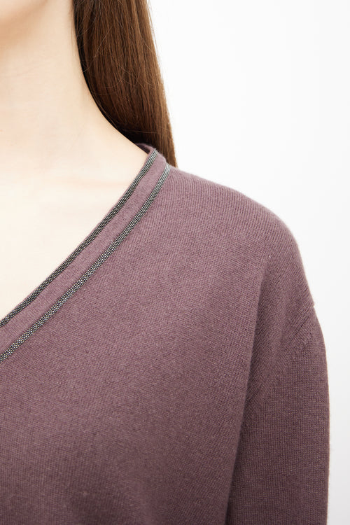 Fabiana Filippi Purple Wool Monilli V-Neck Sweater