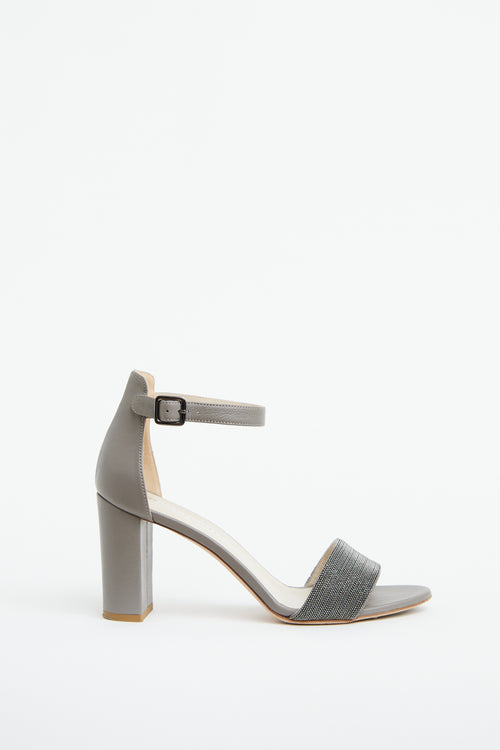 Fabiana Filippi Grey Suede 
Silver Embellished Sandal