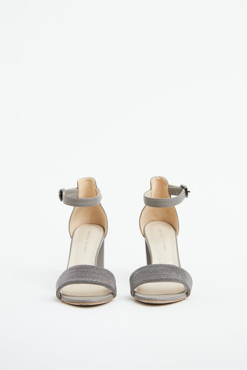 Fabiana Filippi Grey Suede 
Silver Embellished Sandal