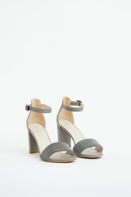 Fabiana Filippi Grey Suede 
Silver Embellished Sandal