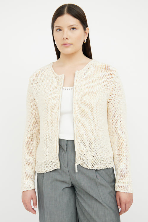 Fabiana Filippi Cream Cotton 
Cashmere Zip Top