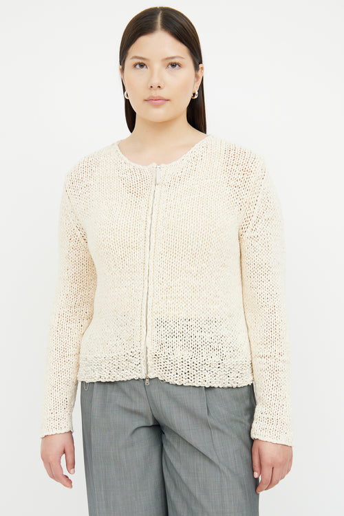 Fabiana Filippi Cream Cotton 
Cashmere Zip Top