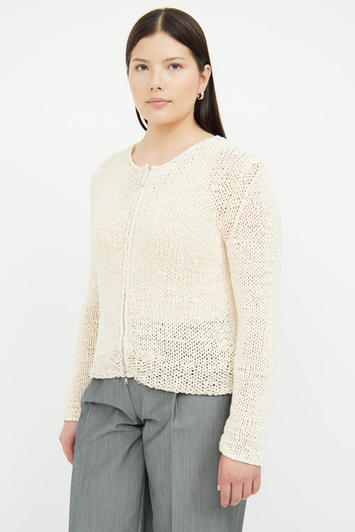 Fabiana Filippi Cream Cotton 
Cashmere Zip Top