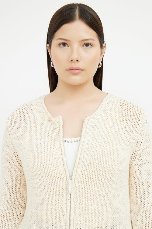 Fabiana Filippi Cream Cotton 
Cashmere Zip Top