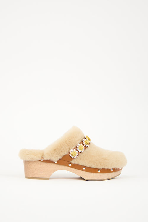 Fabrizio Viti Beige Fur Daisy Clog Mule