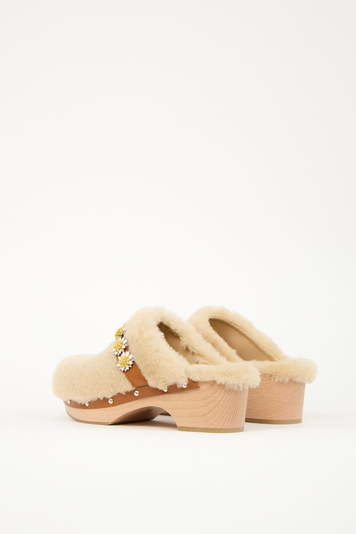 Fabrizio Viti Beige Fur Daisy Clog Mule