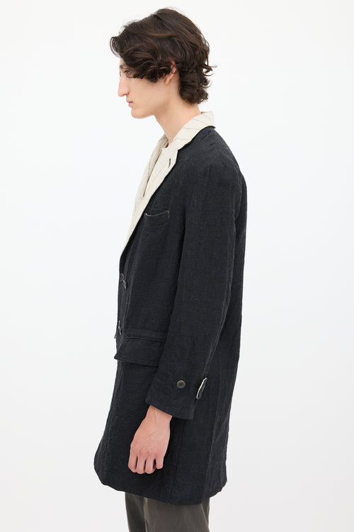 Factory of Faith Forme Black Wool Double Lapel Coat