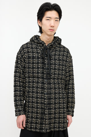 Faith Connexion Tweed Checked Hooded Shirt