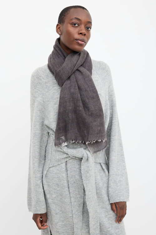 Faliero Sarti Dark Grey Cashmere Fringe Scarf