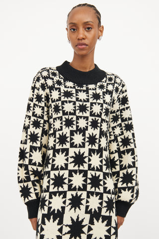 Farm Cream 
Black Knit Star Print Dress