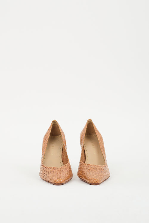 Farrutx Brown Woven Leather Pump