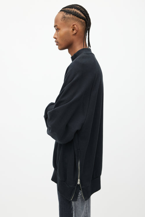 Fear of God Black Side Zip Oversized Sweatshirt