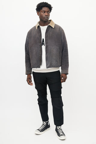 Fear of God Dark Grey Distressed Canvas Work Jacket