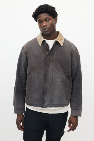 Fear of God Dark Grey Distressed Canvas Work Jacket