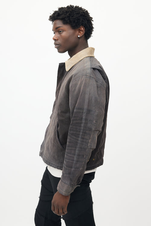 Fear of God Dark Grey Distressed Canvas Work Jacket