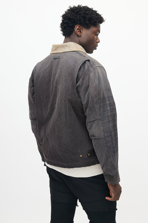 Fear of God Dark Grey Distressed Canvas Work Jacket